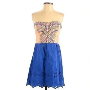 Flying Tomato | Aztec Bohemian Print Sweetheart Neckline Strapless Dress Size S